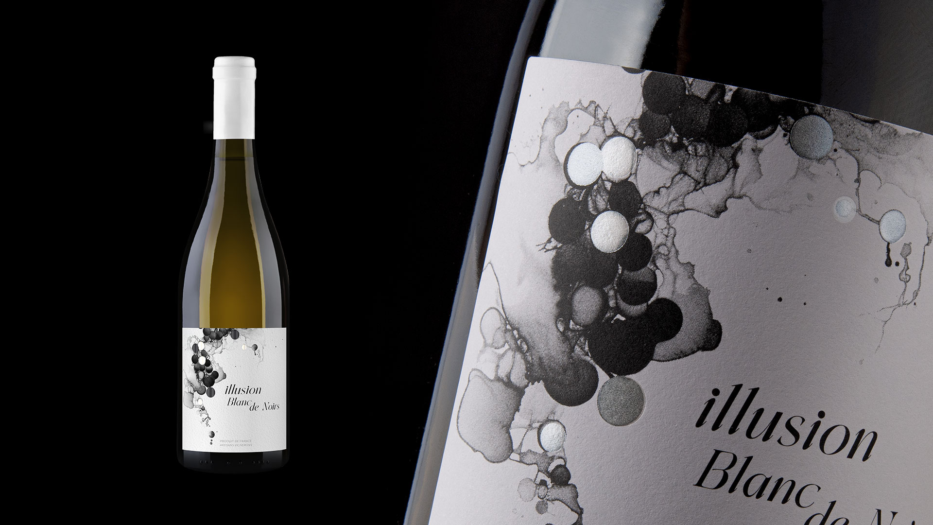 Rhonéa a fait appel à notre studio pour lui confier la création des habillages de 3 cuvées Blanc de Noir ⚪⚫, pour les Artisans Vignerons.